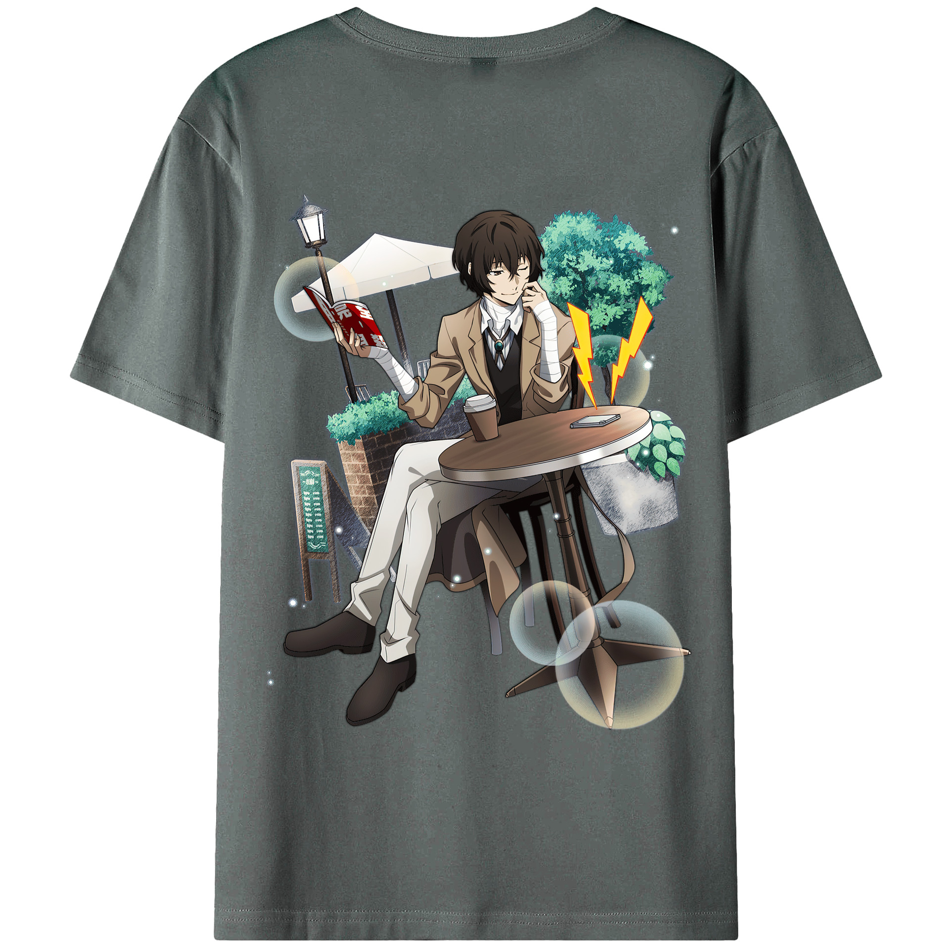 （画像用） 文豪ストレイドッグス Bungo Stray Dogs 綿100％ メンズ半袖Tシャツ（バックプリント） 通気性